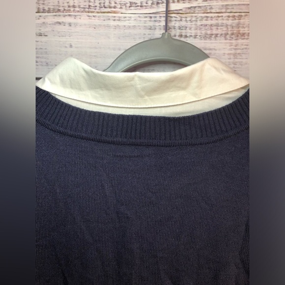 Navy Blue Layered Sweater Dress - Picture 4 of 15